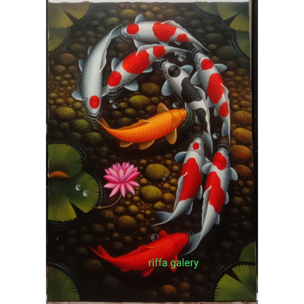 lukisan ikan koi asli buatan tanggan
