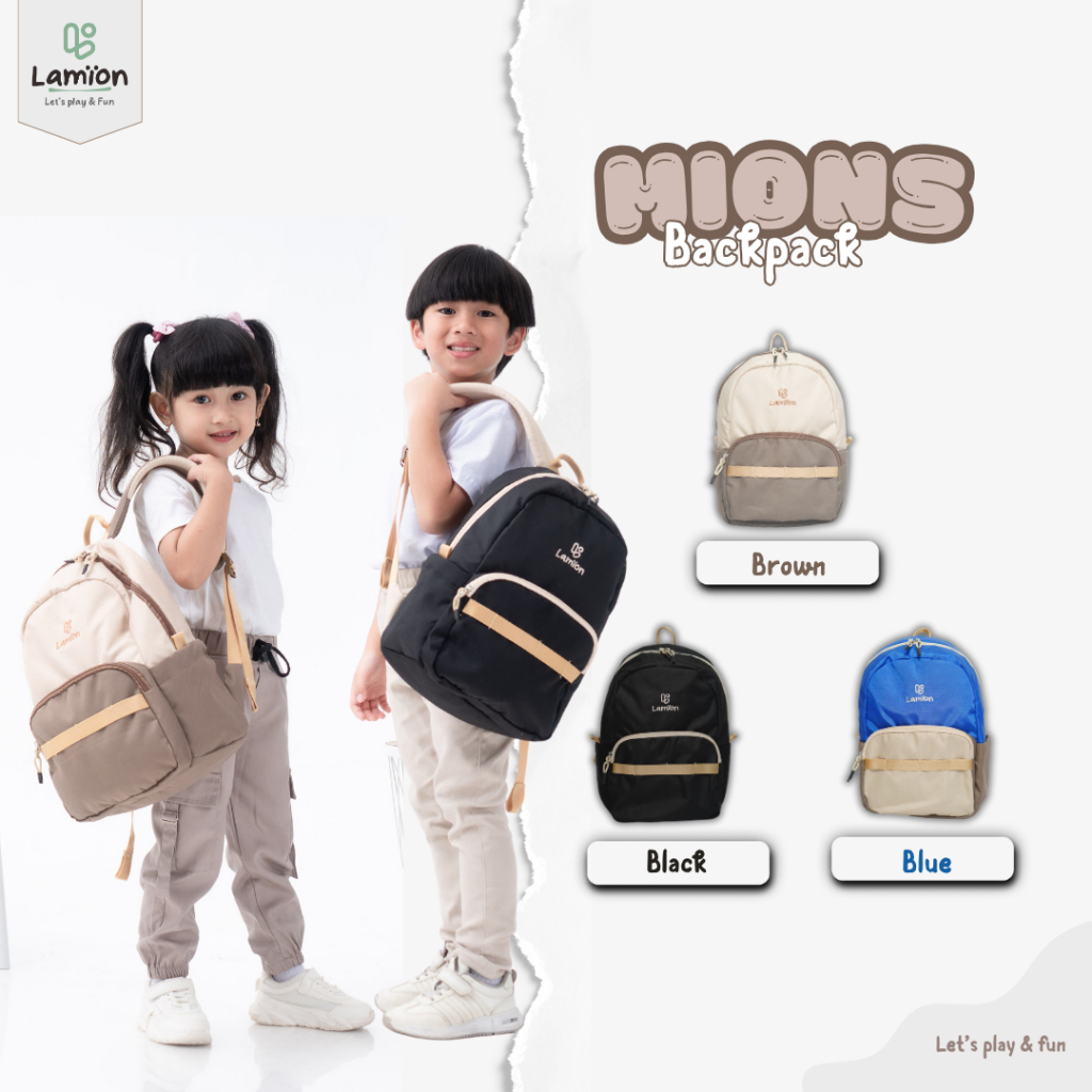 Lamion Tas Sekolah Ransel Anak Laki Laki Perempuan Mions Backpack - Tas Sekolah Anak PAUD TK SD