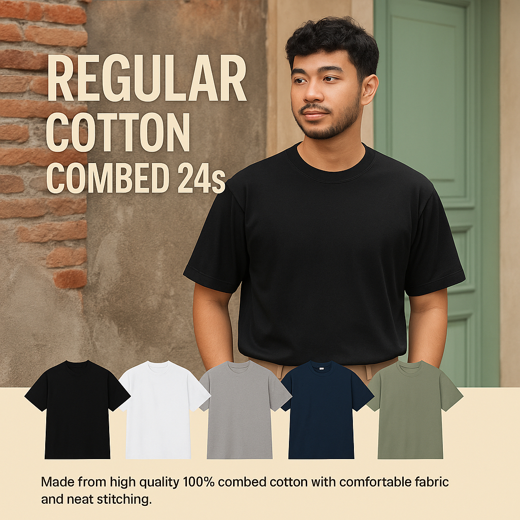 Kaos polos cotton premium distro atasan pria wanita warna bahan katun premium