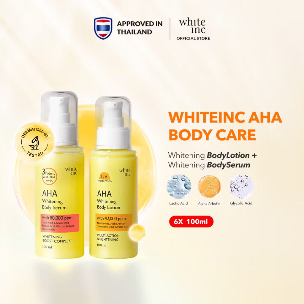 WHITE INC AHA Body Serum & Body Lotion to Whitening & Moisturising | Hand Body Serum & Lotion Mencer