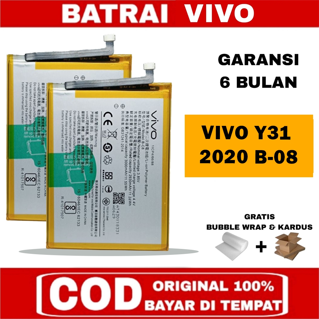 BATRAY BATERAI BATRE VIVO Y31 2020 B-08 ORIGNAL