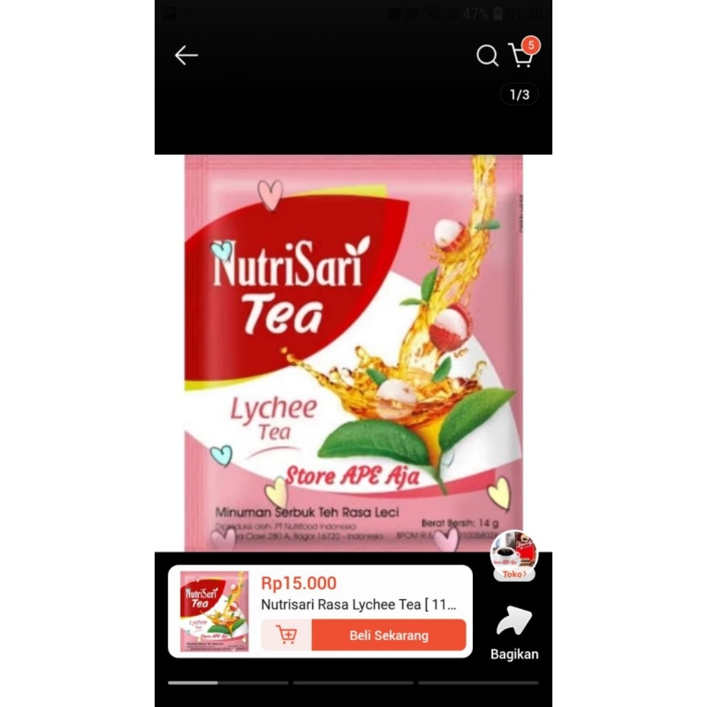 

NUTRISARI RASA LYCHEE TEA [ 11gr X 10 Sachet ]