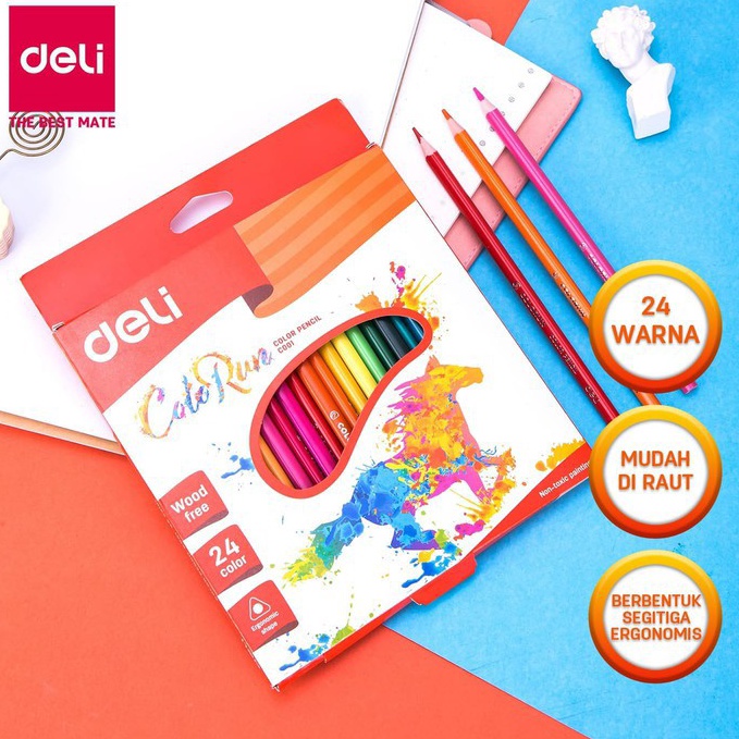 

KODE U54B DELI Pensil Warna Colorun 24 Warna Panjang EC12