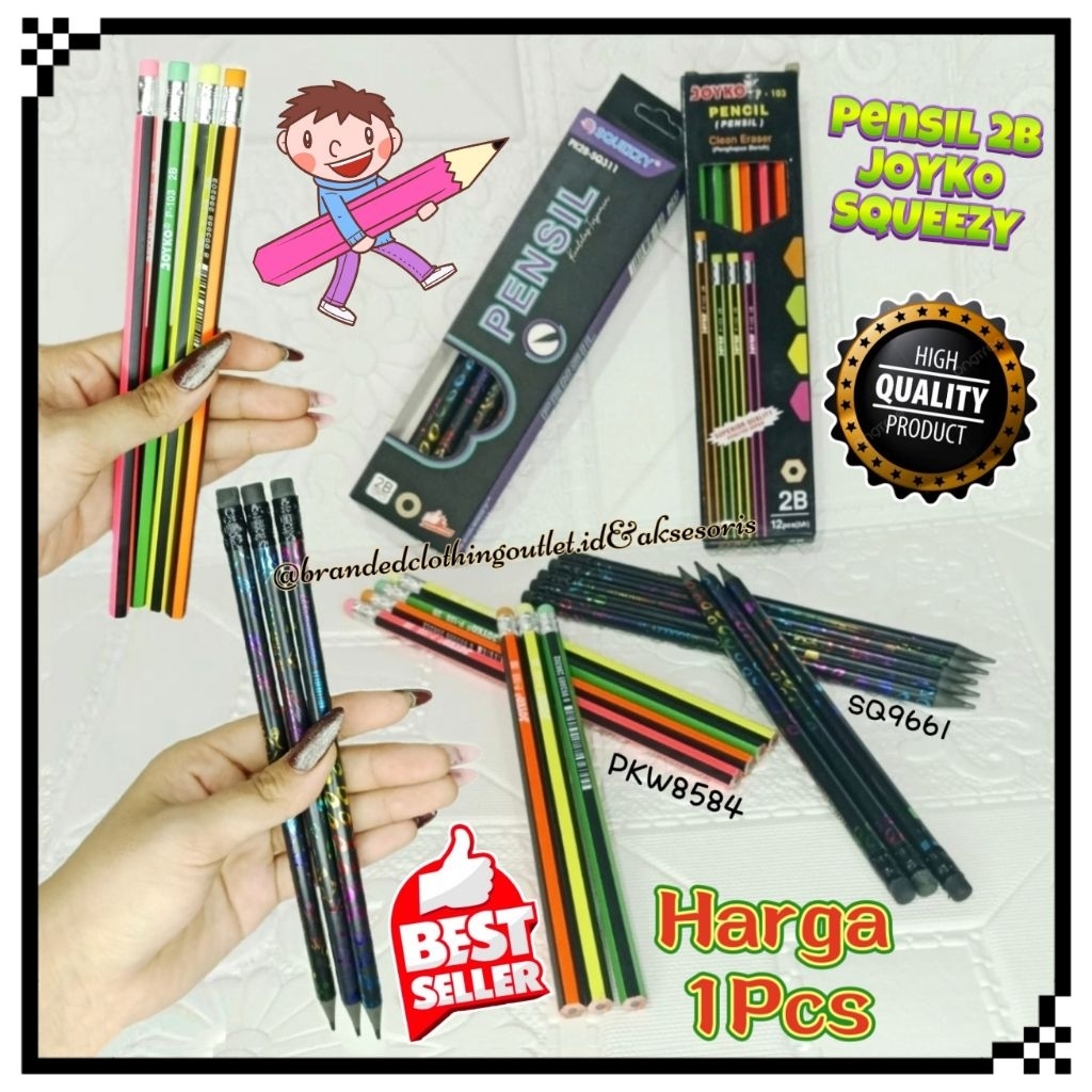 

(1PCS) PENSIL 2B JOYKO P-103 + PENGHAPUS / PENSIL SQUEEZE PK2B HITAM SQ-311 + PENGHAPUS / PENSIL KAYU / PENSIL TULIS PELANGI / PENCIL NEON BLACK / PKW8584