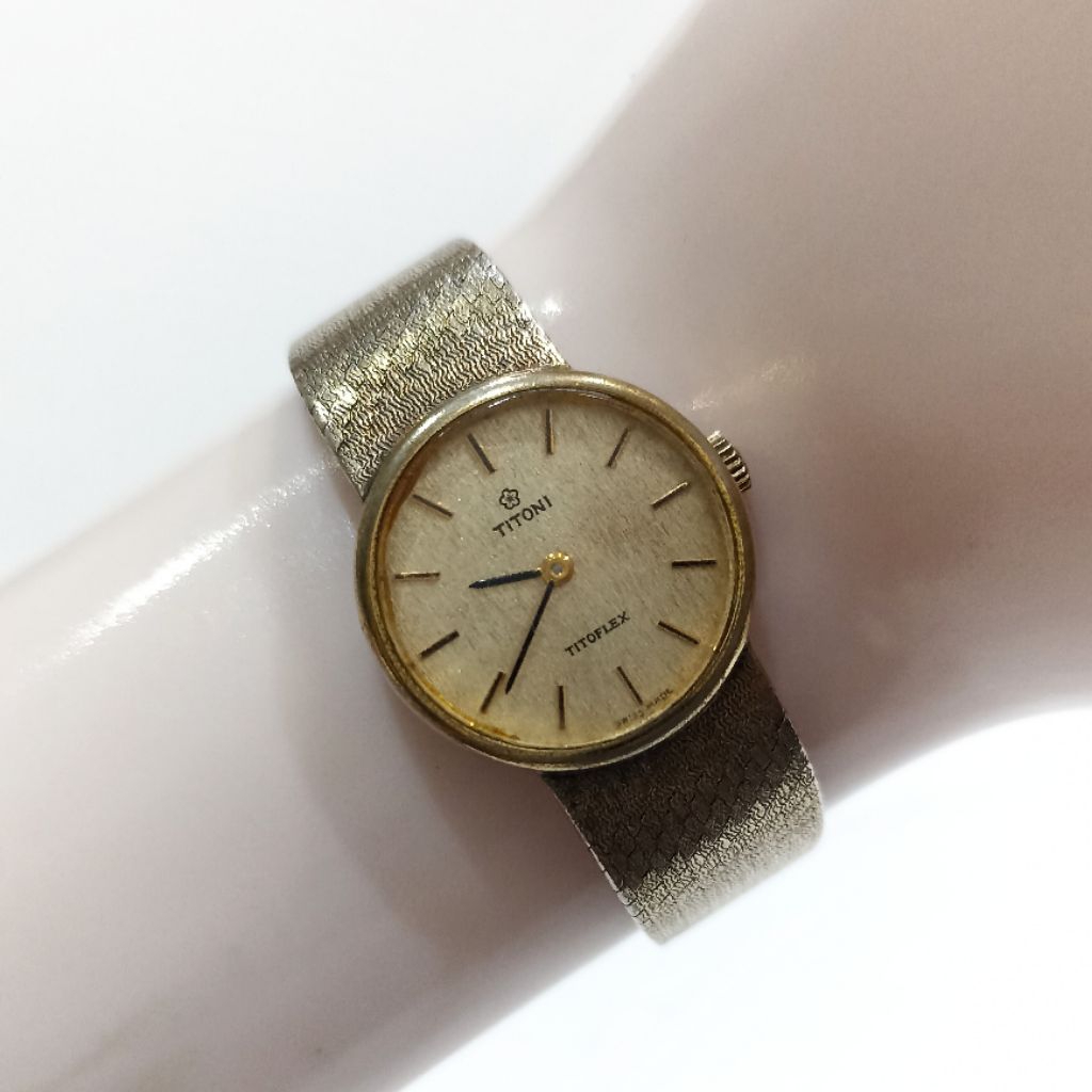 Jam Tangan Titoni Titoflex Ladies Vintage Gold Plated Manual Winding Watch Antik Kuno Imut Kecil