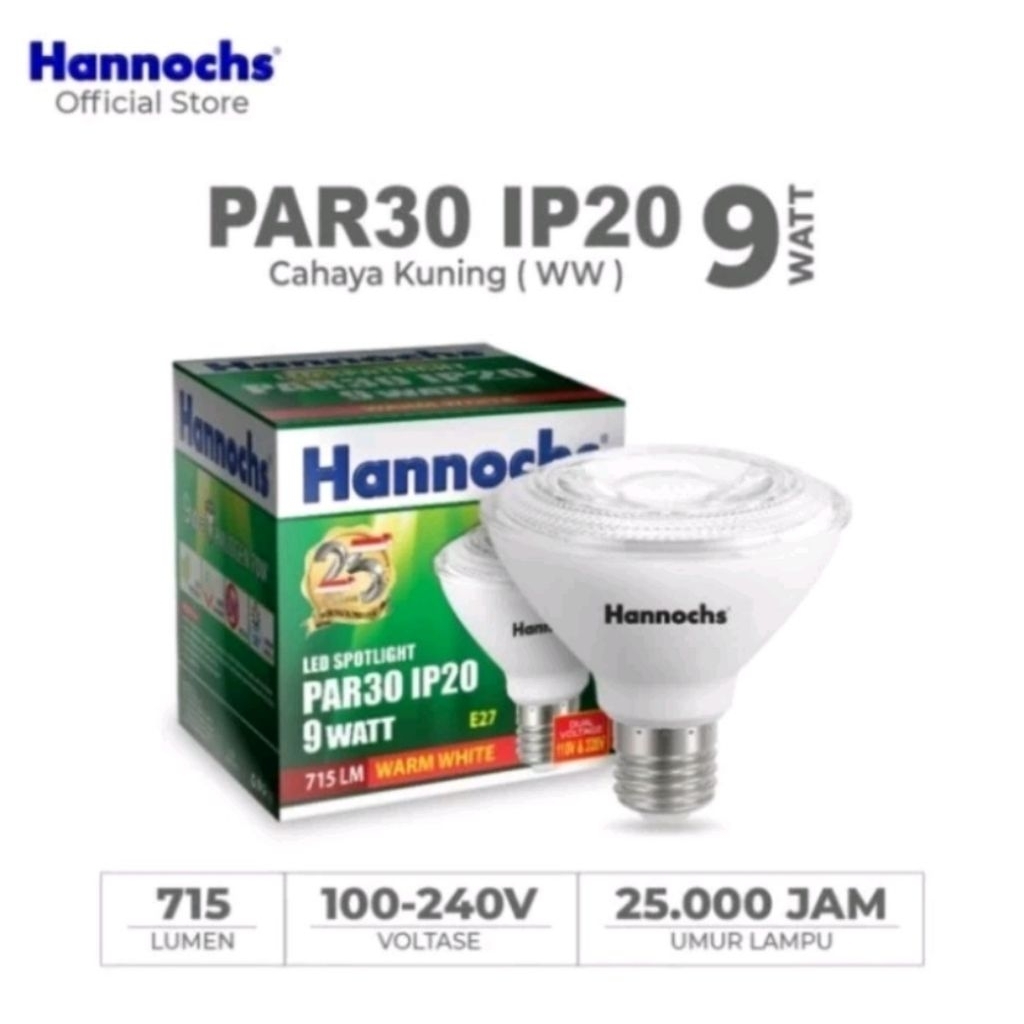 Hannochs Led Spotlight Par30 9w WW / Lampu Sorot / Lampu Tembak Lemari