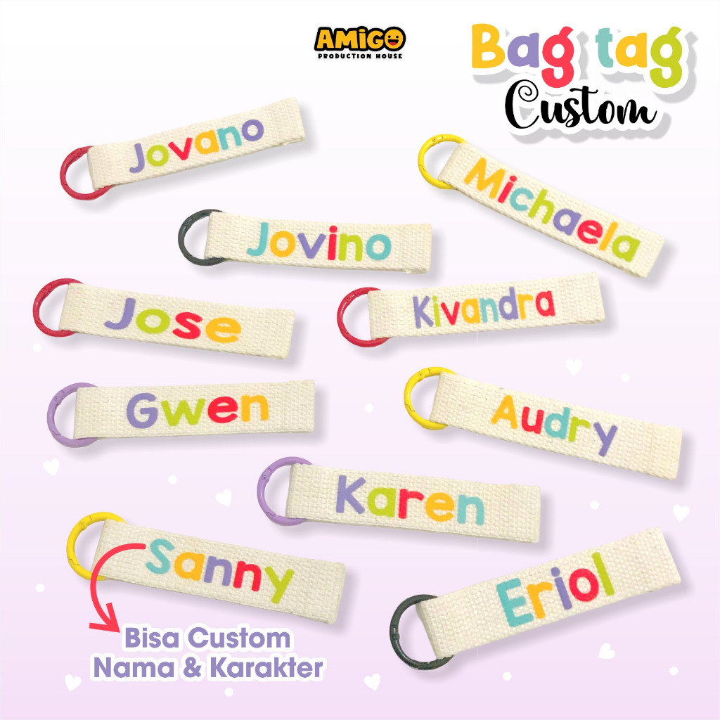 Gantungan Tas Anak Warna Warni Custom Bag Tag Anak Luggage Tag Name Tag Souvenir Ulang Tahun Anak