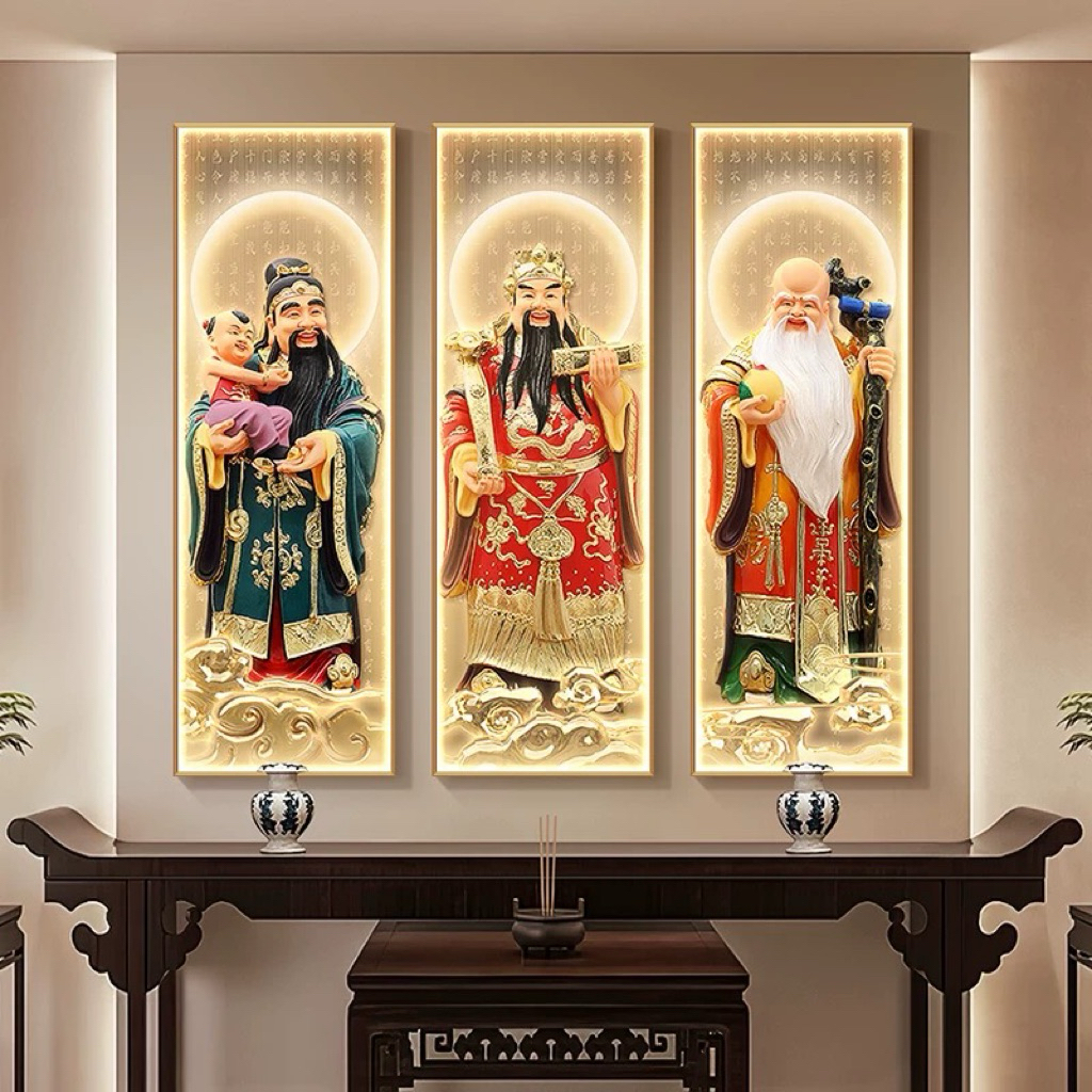 Lukisan Porcelain 5D Diamond Motif Buddha LED Pajangan Dining Porselen 5 Dimensi Kristal Timbul Alta