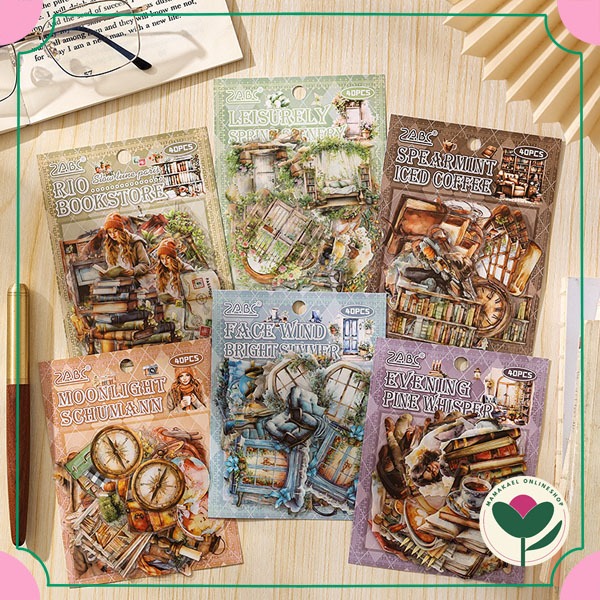 

1 set isi 40 pcs slow paced paris sticker aesthetic journaling diy scrapbook deco stiker cantik MK1977