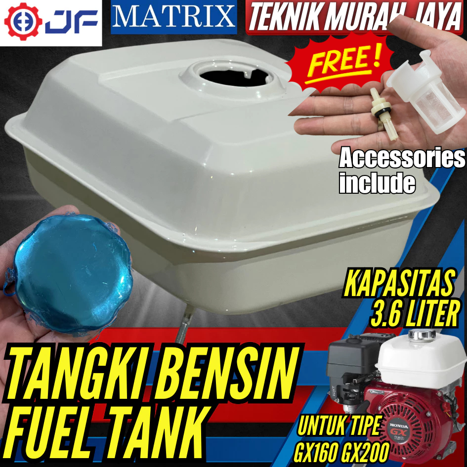 JF MATRIX Sparepart Fuel Tank Assy Tangki Bensin Mesin GX160 GX200 Tangki Minyak HONDA GX GP Suku Ca