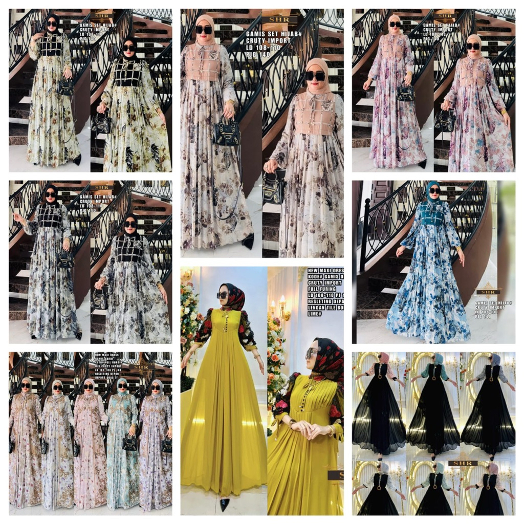ReadyNew Ory SHRmaxydress lipit mawar+maxy cinderella+maxy outer bunga+2in1 set(gamis+hijab)dada kot