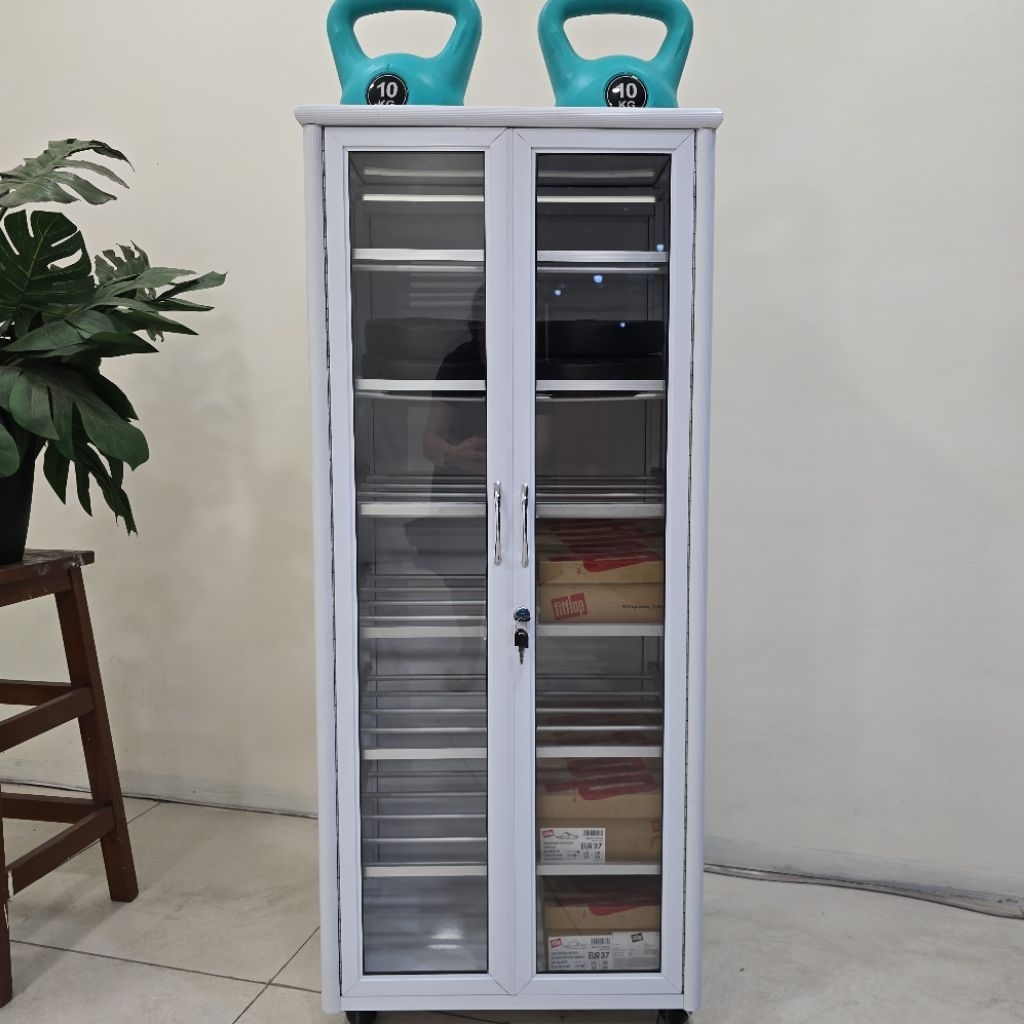 TC ALUMINIUM LS 13 ACP 54X38X128 w 80X38X128 LEMARI RAK SEPATU 7 SUSUN MUAT 14 - 28 PASANG RANGKA AL