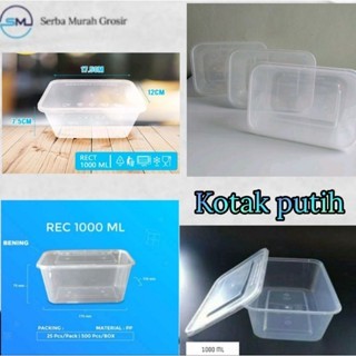 toples mika/kotak box polos/kotak serbaguna/kotak putih set sayur/kotak putih 1000ml