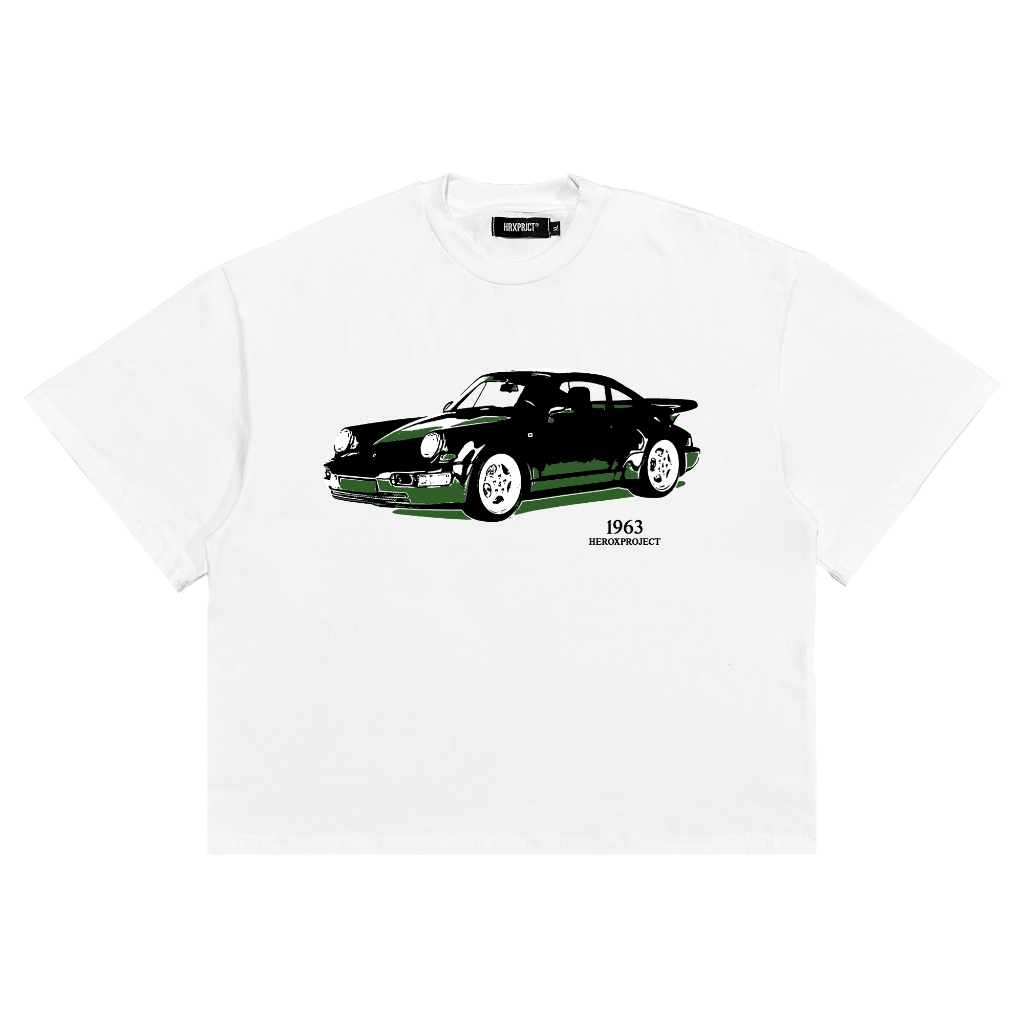 HRX | Kaos T-Shirt Boxy Fit Heavyweight 16s ‘GREEN PORSCHE’ / Boxy Oversize