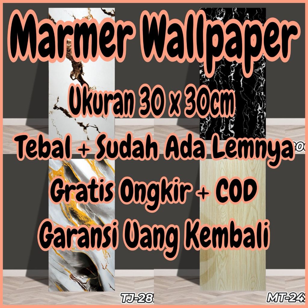 Wallpaper Dinding Granit Marmer Glossy Marble Foam PVC Motif Marmer Granit Batu Alam Premium