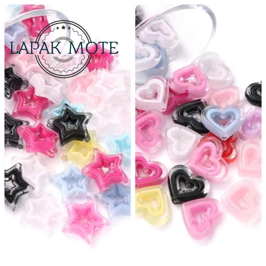 MANIK MANIK PANDORA LOVE STAR BAHAN AKRILIK