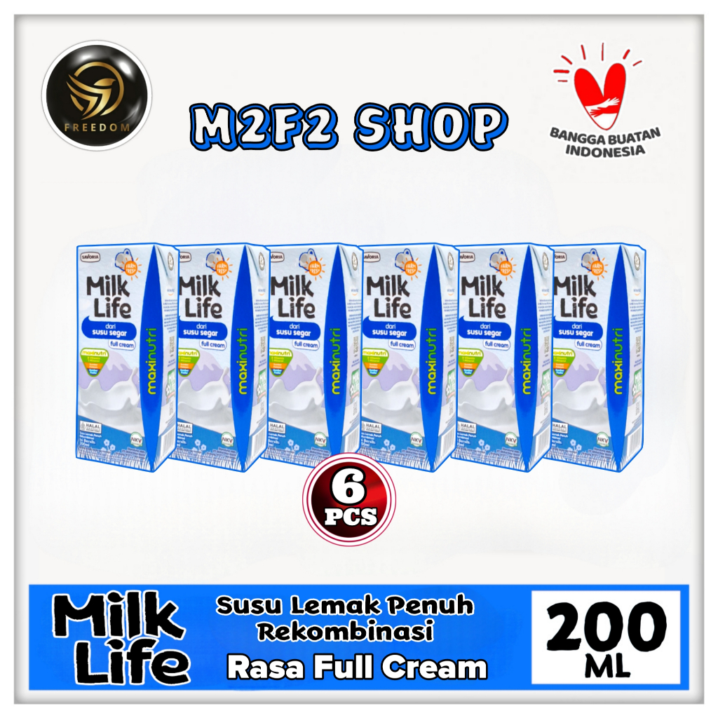 

Milk Life Susu Segar Rasa Full Cream Kotak UHT | Plain - 200 ml (Kemasan 6 Pcs)