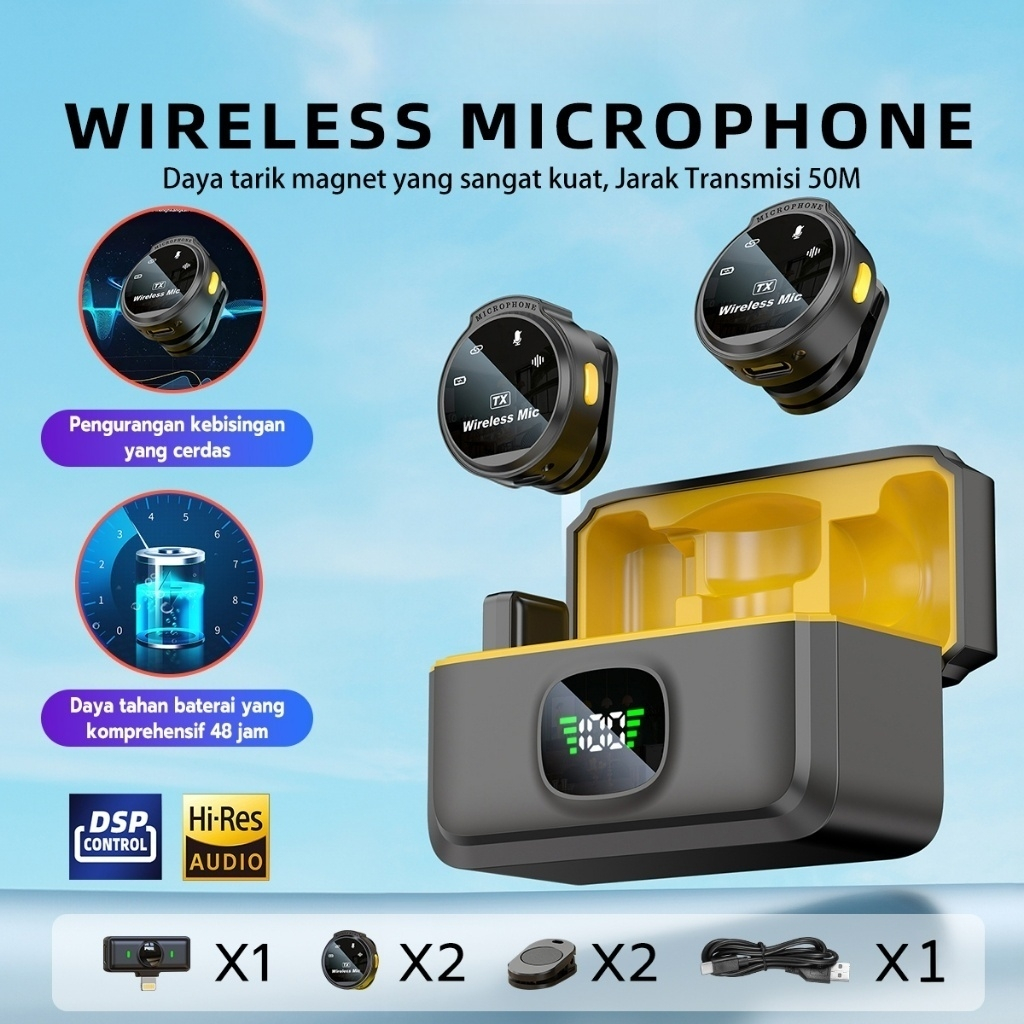 Wireless Clip on 2 Mic Microphone Dual Mikrofon Wireless Mic HP Lavalier Plug & Play Q8/2 MIC