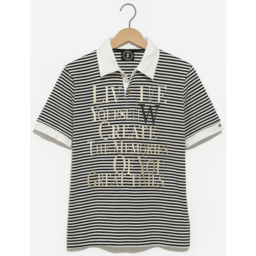 Polo Shirt Bergaris Pria - Desain Eksklusif dengan Pesan Inspiratif