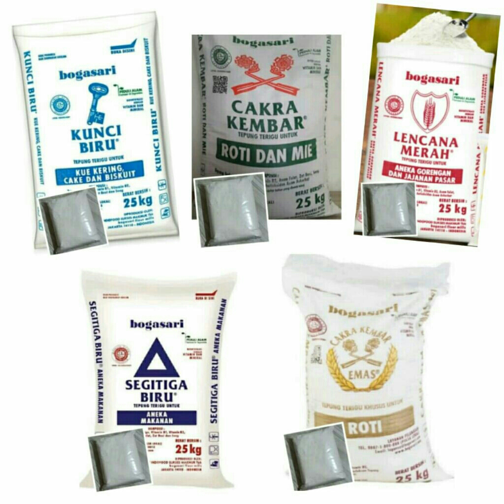 

REPACK: 1KG TEPUNG TERIGU BOGASARI (SEGITIGA BIRU / KUNCI BIRU / CAKRA KEMBAR / LENCANA MERAH / CAKRA KEMBAR EMAS)