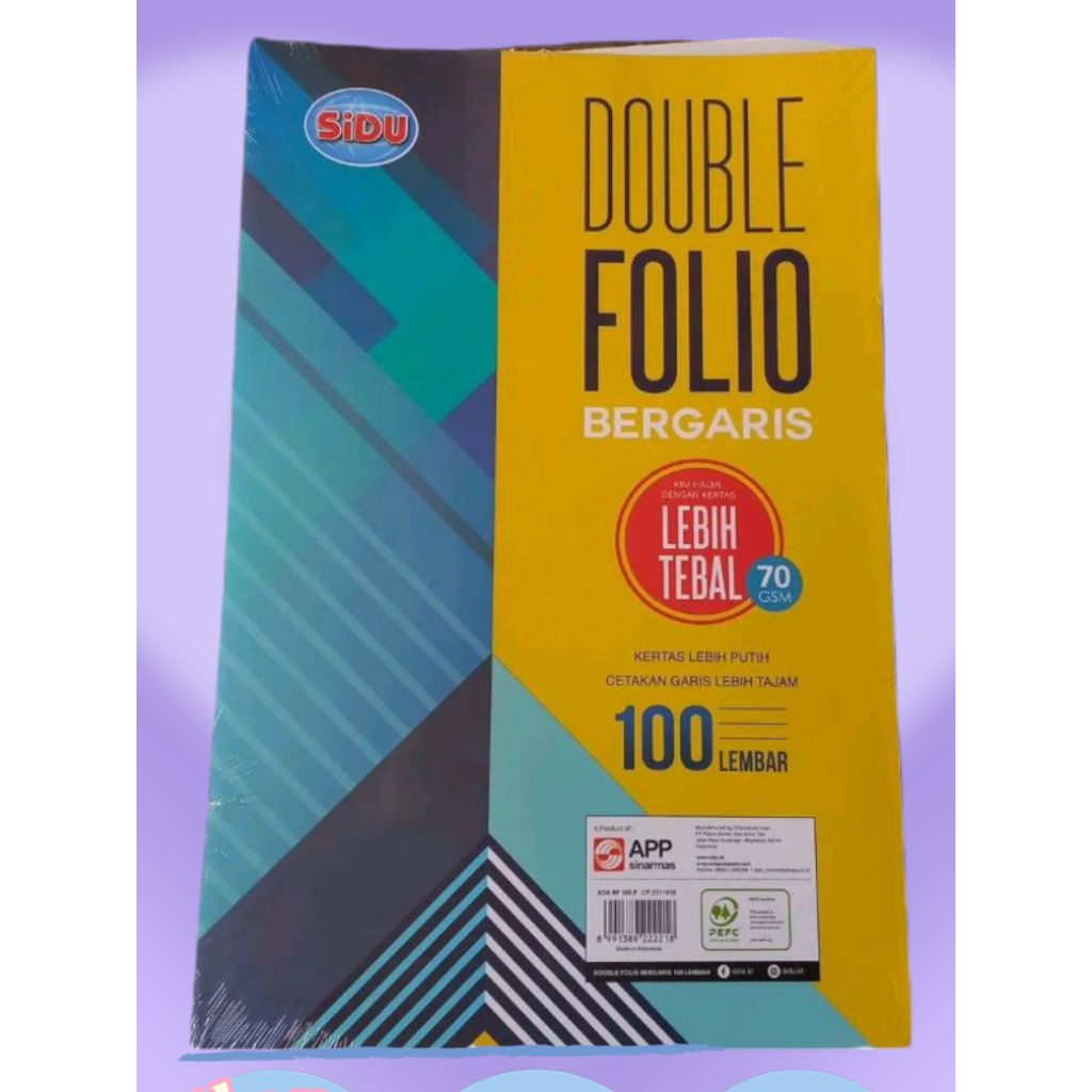 

doubele folio bergaris sidu.1pck.isi100pcs.100lembar