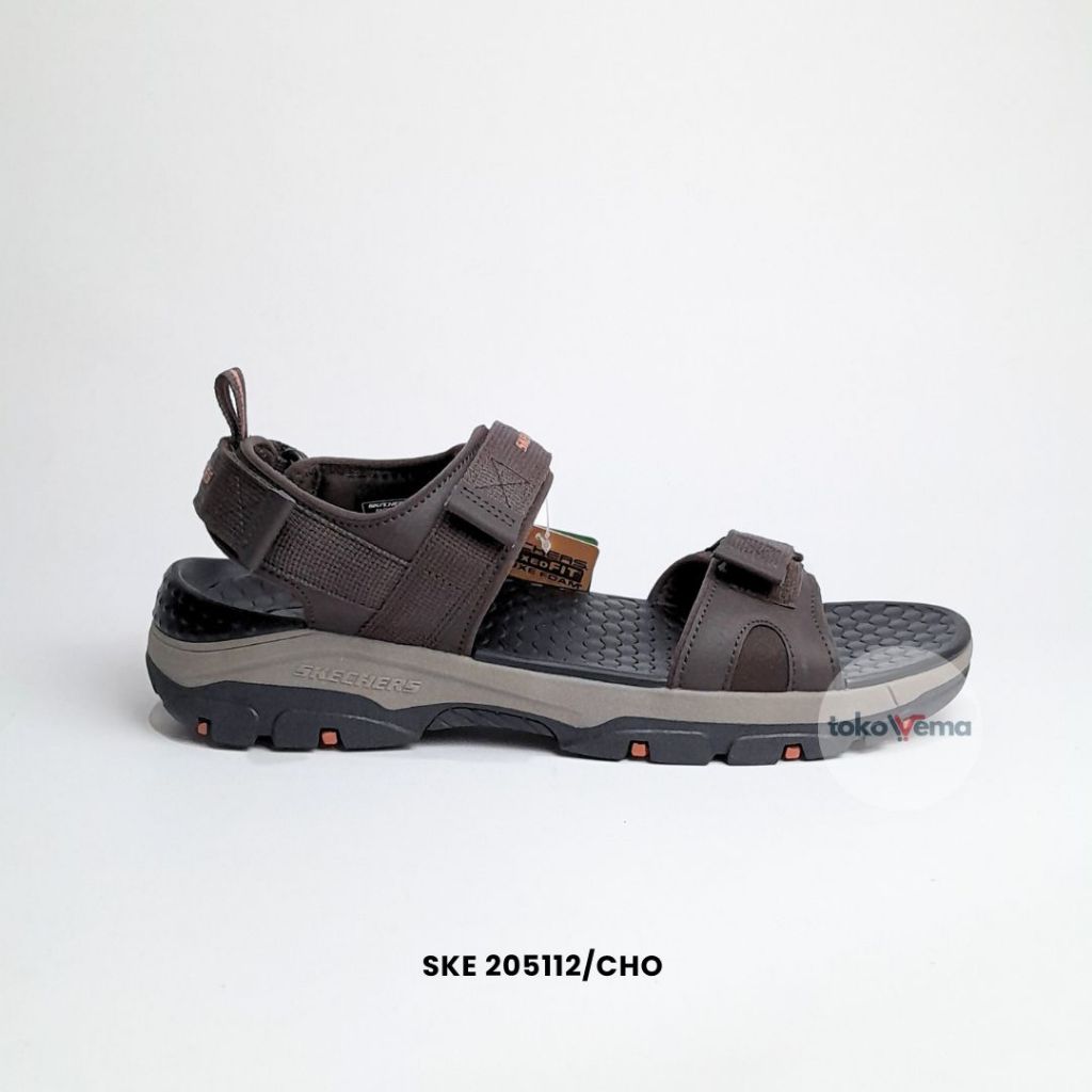 (TANPA BOX) Sendal Pria Original SKECHERS TRESMEN Men's Sandal CHOCO 205112/CHOC