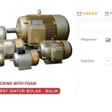 

Dinamo Penggerak WIPRO 3 phase 20 HP 2P 2850 RPM Electromotor 20HP