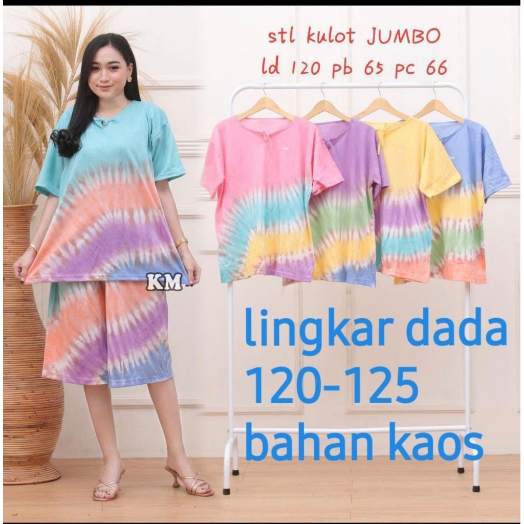 SETELAN CELANA PENDEK JUMBO WANITA ONE SET KAOS SETELAN DEWASA BAHAN KAOS motif garis bawah