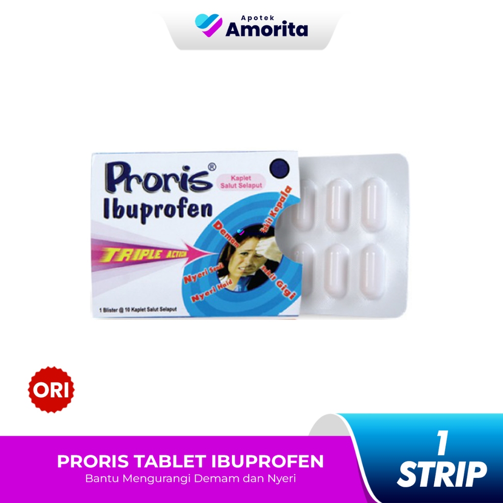 Proris Kaplet Ibuprofen - Obat Sakit Kepala, Demam & Pereda Nyeri