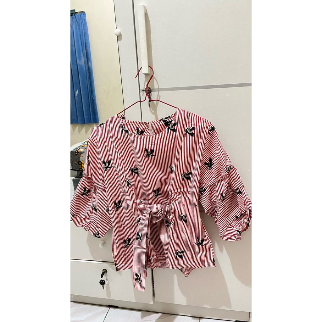 PL blouse motif stripe merah