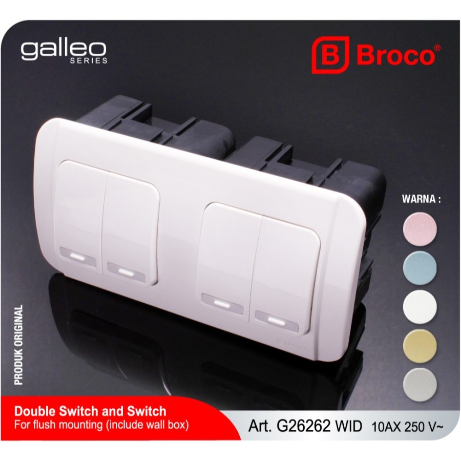 Broco Galleo Saklar Seri + Seri Include Inbow 10A 250V Art.G26262