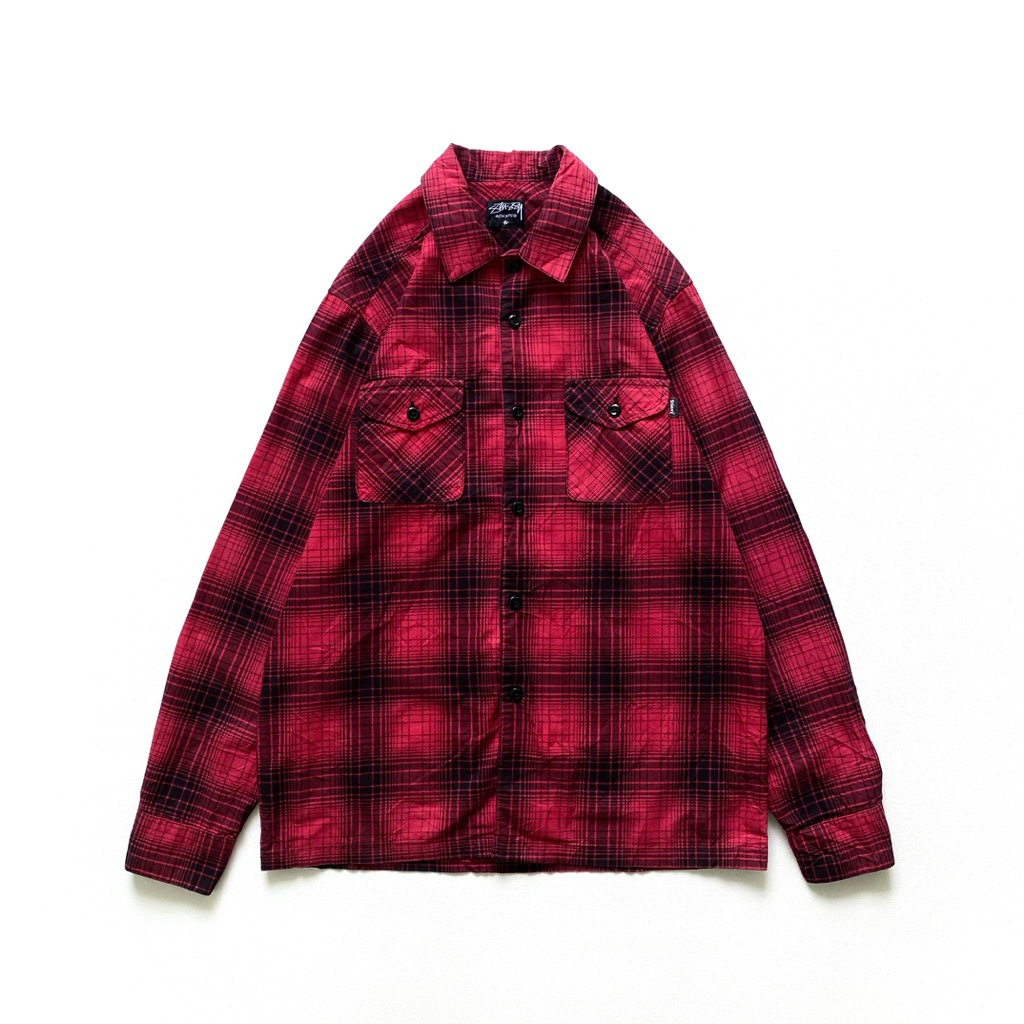STUSSY Plaid Shirt Double Pocket M to L