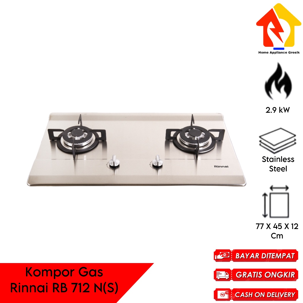 Rinnai Kompor Tanam RB 712N(S) / Rinnai Kompor Tanam RB712N(S)