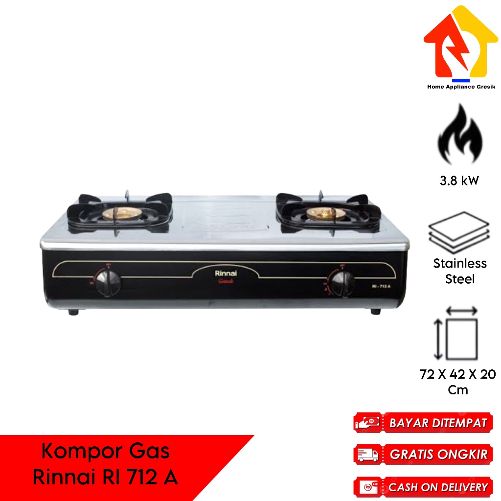 Rinnai Kompor 2 Tungku RI 712 A / Rinnai Kompor RI712A