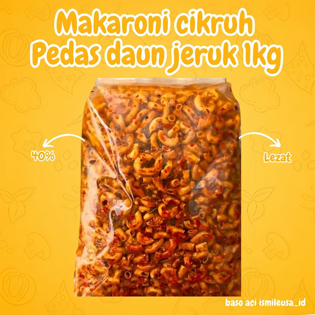

Makaroni cikruh pedas daun jeruk isi 1kg
