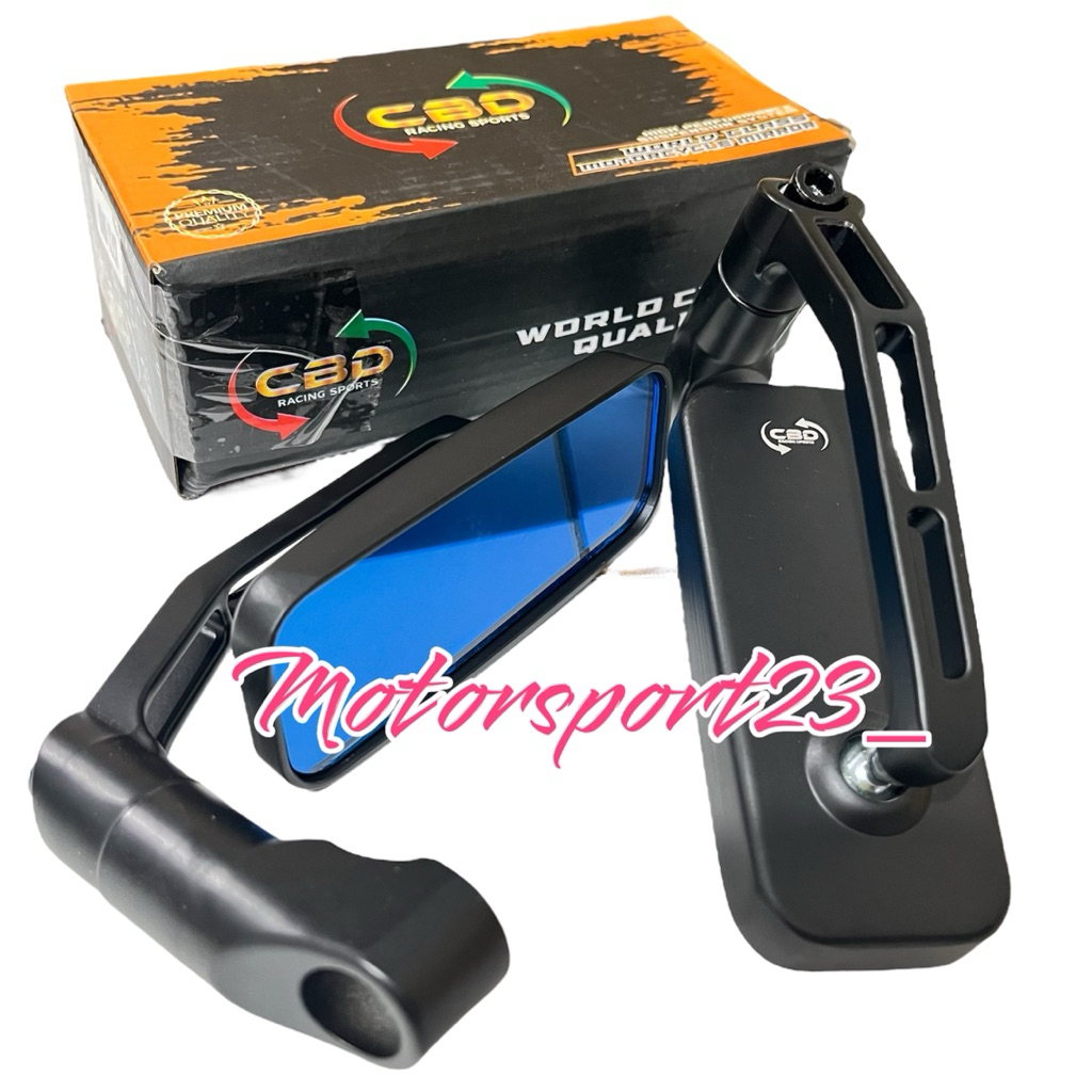 Spion Tanduk CBD Kaca Biru Aluminium Alloy Kaca Spion Tanduk Hitam Universal VESPA SPRINT PRIMAVERA 