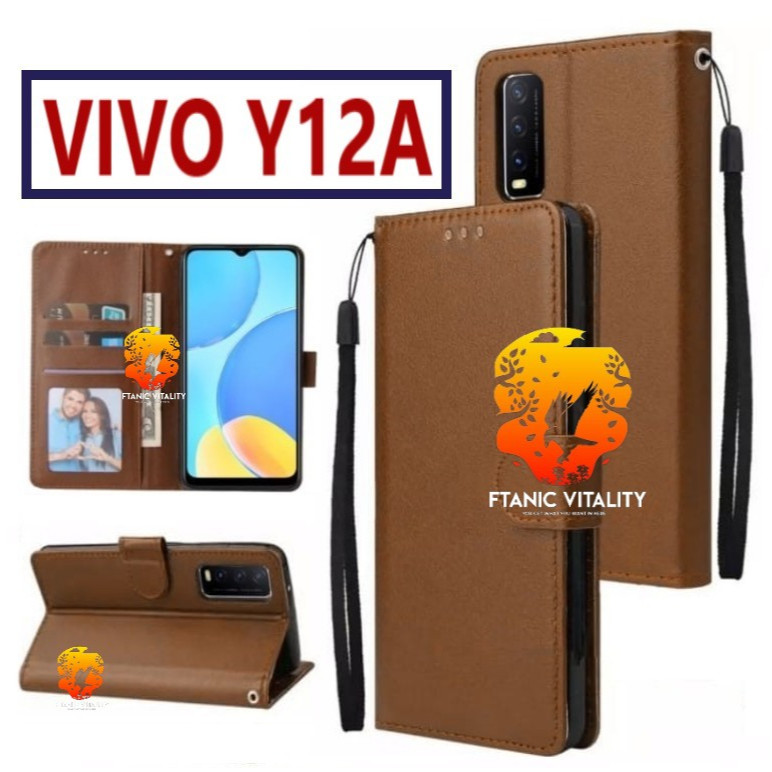 FLIP LEATHER CASING VIVO Y12A CASE KULIT FLIP WALLET LEATHER DOMPET KULIT PREMIUM SARUNG BUKA TUTUP 