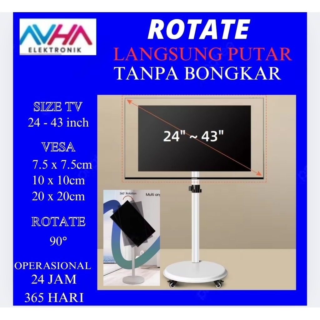 Bracket Rotate langsung putar tanpa bongkar braket  Standing TV | bracket braket stand tv 24 - 43  i