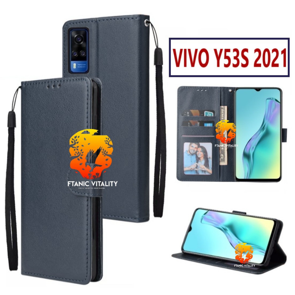 FLIP LEATHER CASING VIVO Y53S 2021 CASE KULIT FLIP WALLET LEATHER DOMPET KULIT PREMIUM SARUNG BUKA T