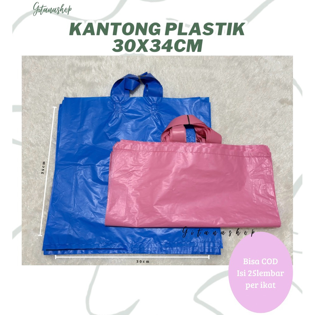 

*30x34*Kantong Plastik Shofthandle - Shopping Bag Polos Uk 30x34cm