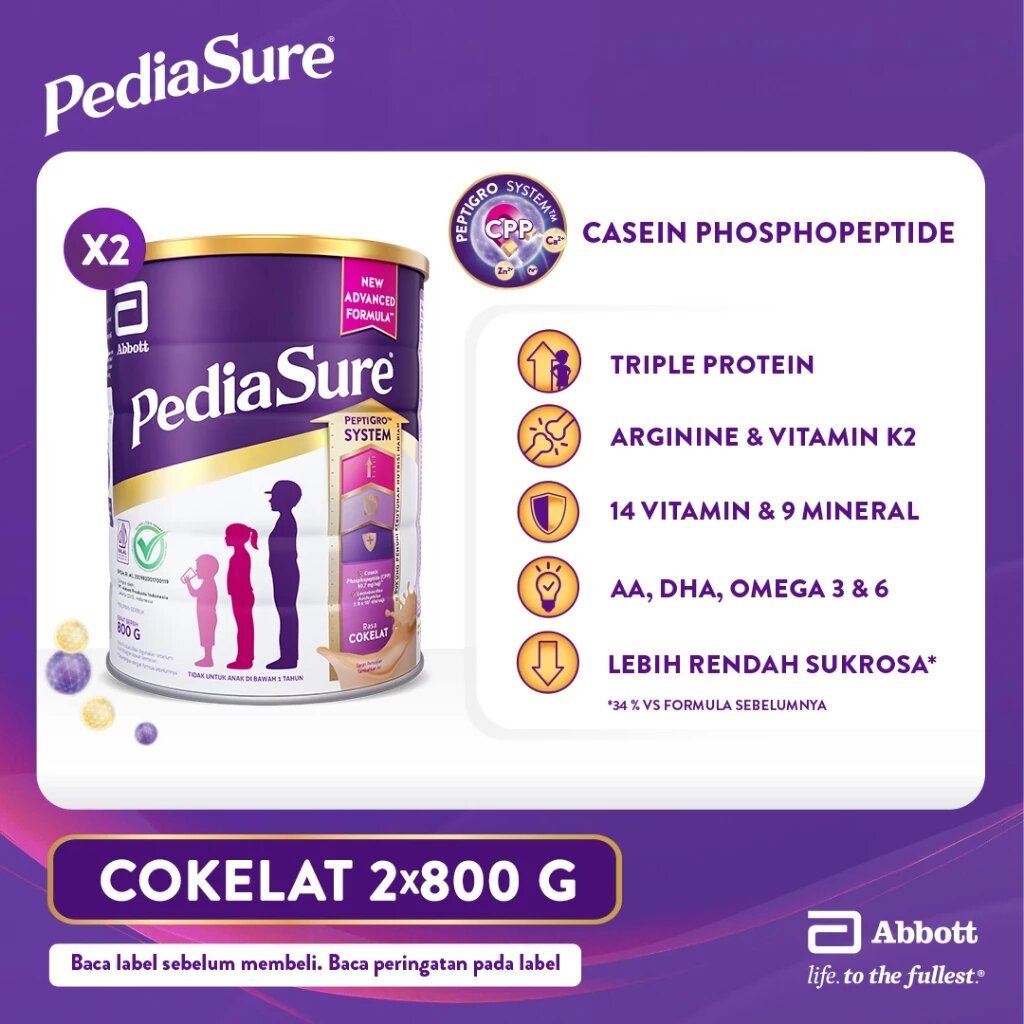

PediaSure Cokelat 800 g (1-10th) - Nutrisi Pertumbuhan - 2 pcs beli 1 gratis 1