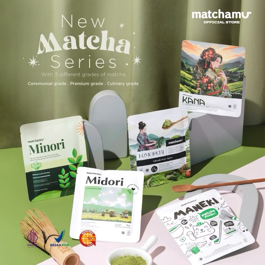 

Matcha Series 15gr Varian Baru Premium Jepang | KOMOREBI | Matchamu