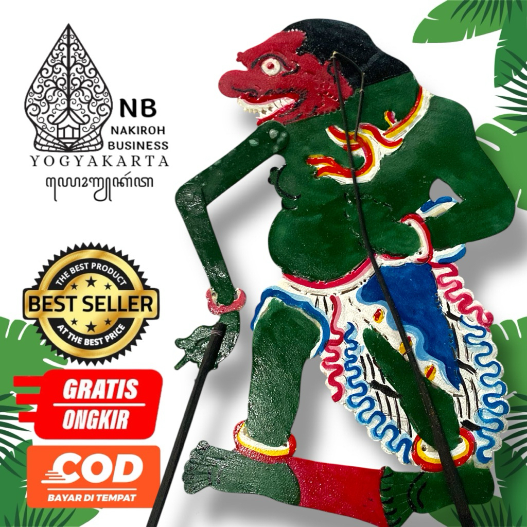 NAKIROHBUSINESS Wayang Kulit Buto Punuk Bahan Kulit Sapi Tebal -+45cm