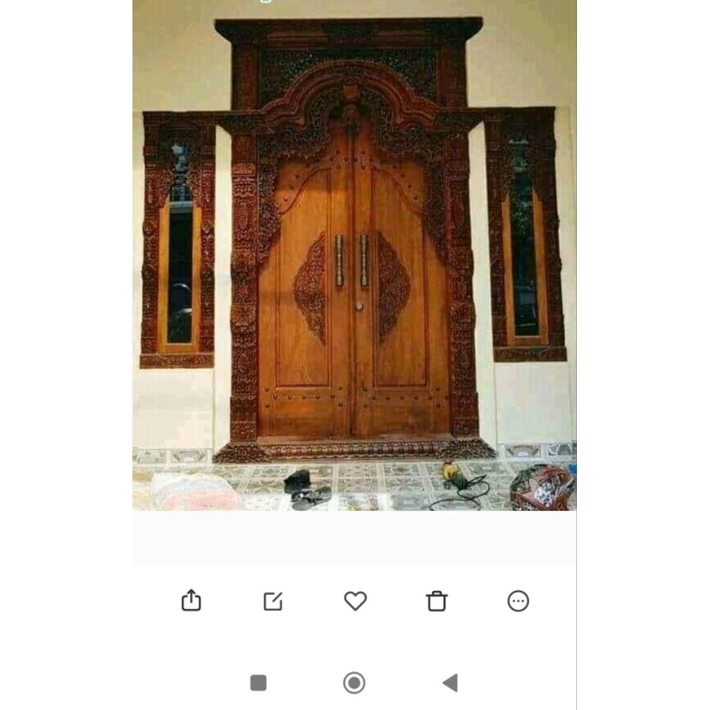 Set Pintu Gapuro Jati Ukir 2 Jendela