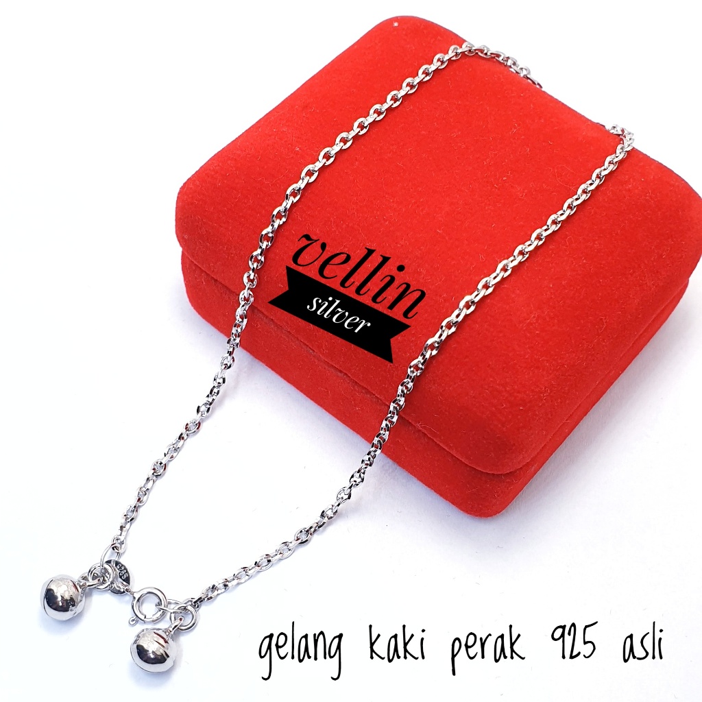 Gelang Kaki Rantai Nori Kecil Silver 925 Lapis Emas Putih - Perhiasan Gelang Kaki Wanita Perak 925 A