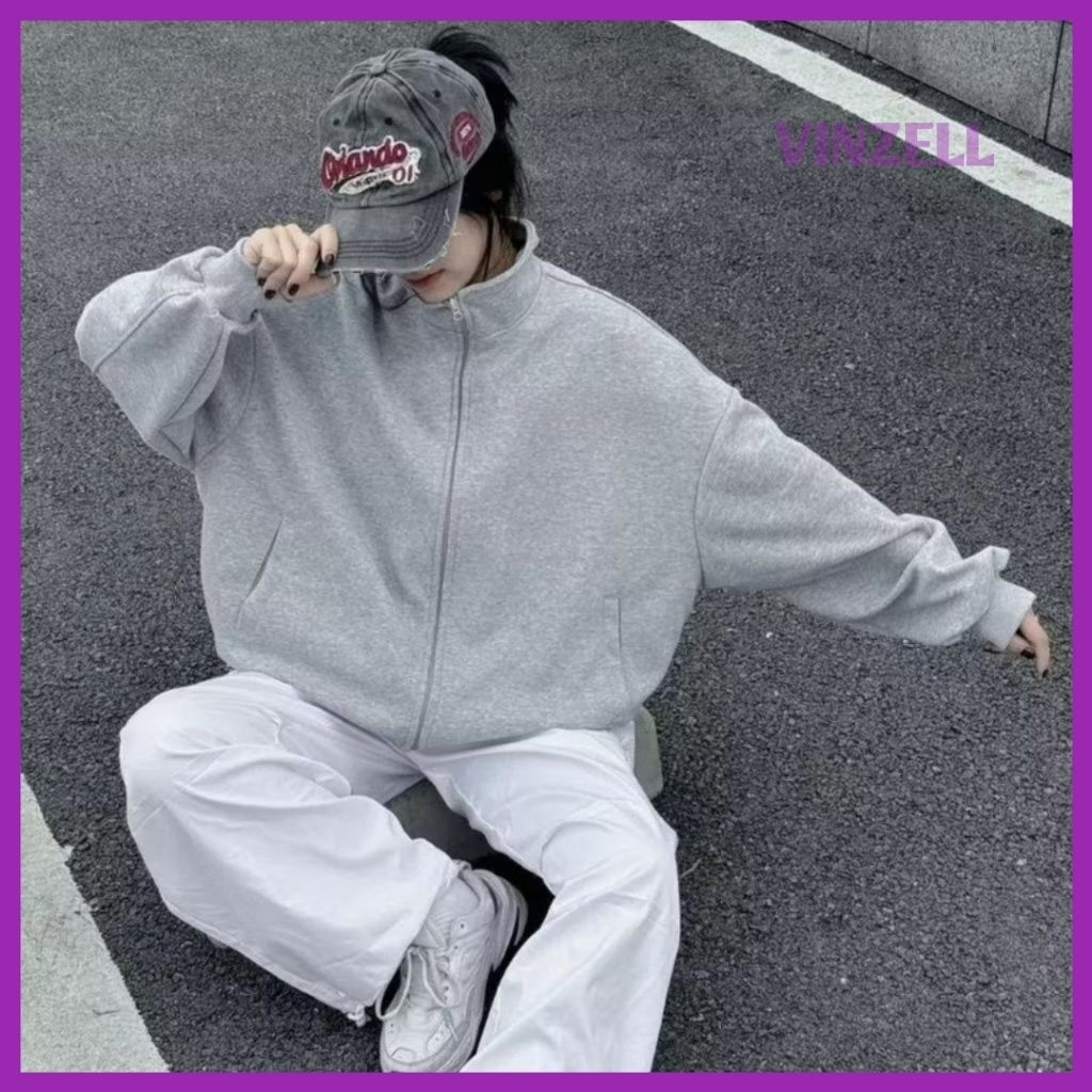 ( S - 6XL ) Zipper Hoodie Berkerah Big Size THE LAST TIME Polo Collar Korean Ulzzang Style M L XL XX