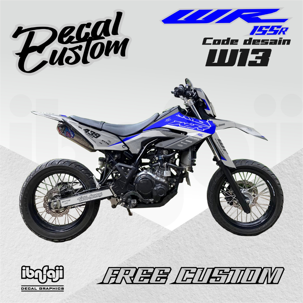 STIKER DECAL WR 155 R FULL BODY DESAIN CUSTOM BIRU PUTIH W13