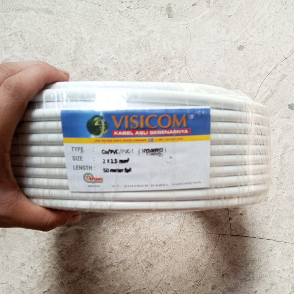 cod 10/25/50 mtr kabel NYMHY (serabut) visicom 2x1,5 mm2 SNI