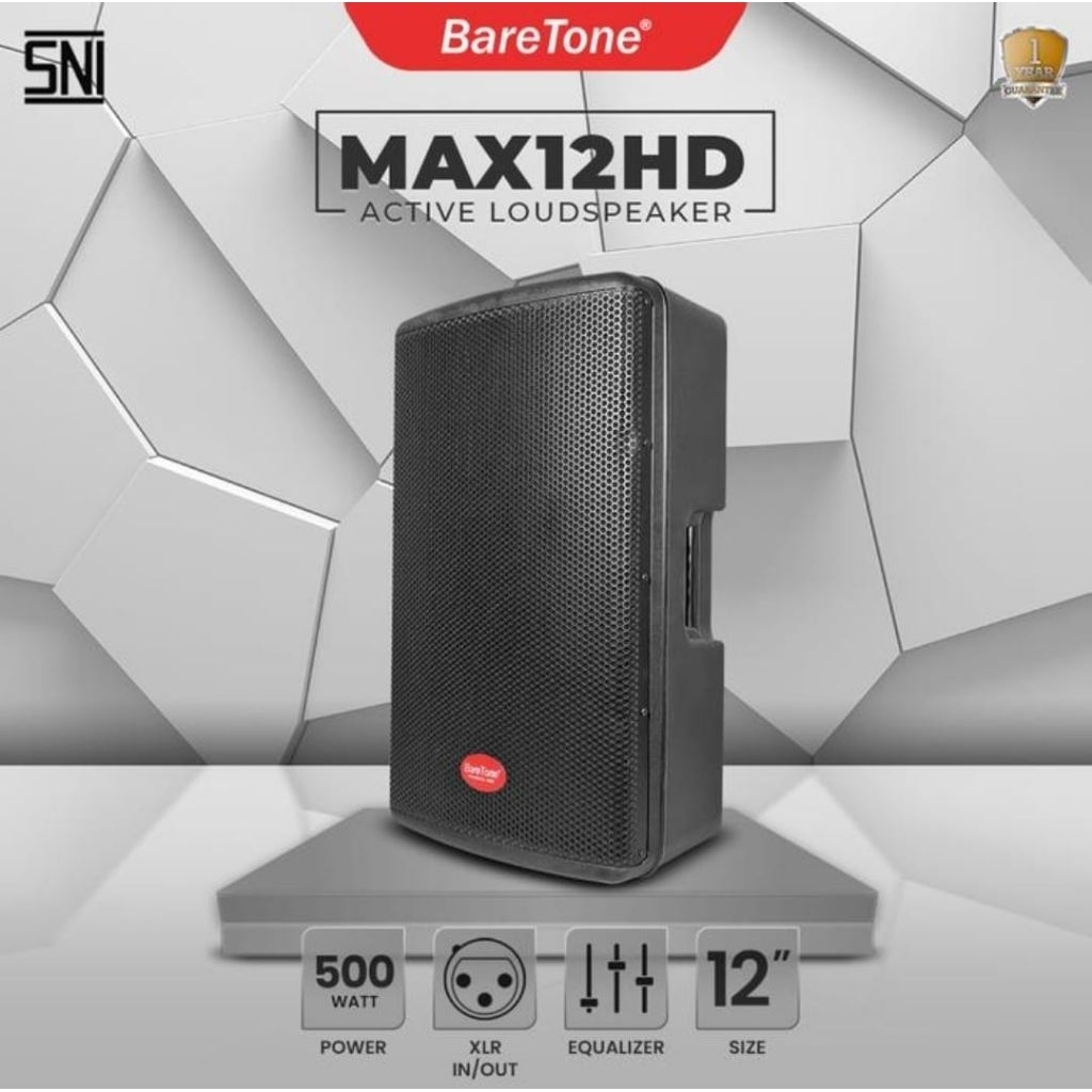 Baretone 12" Speaker Aktif MAX-12HD 500W Original Garansi Resmi Satuan/Pcs