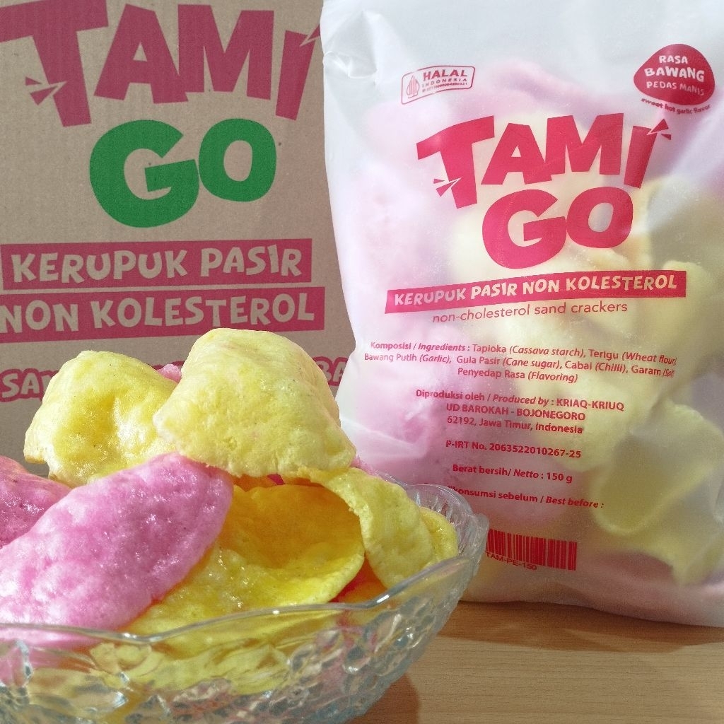 

Kerupuk Pasir Tamigo / Kriaq Kriuq Non Kolesterol 150gr Rasa Pedas Manis